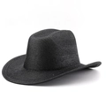 Glinsterende zwarte cowboyhoed met een glanzende textuur voor feesten en dansavonden - M (56-58cm) / Zwart