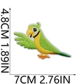 Detailed size view of a colorful parrot embroidery patch with dimensions 7cm by 4.8cm - Parrot Style