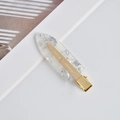 Minimalist acetate hair clip with glitter sequins and gold metal finish in milky white - 106# Jelly White Glitter 7cm Seamless Clip