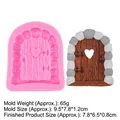 Rosa Silikonform und Märchengarten-Pilztür für Fondant und Tortendekoration - 4# Herz-Holztür-Stil (17-68) / Rosa