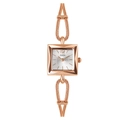 Elegant rose gold square watch for women featuring a link bracelet and silver-white dial - Snake Chain Rose Gold White