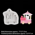 Train with rabbit silicone mold for DIY chocolate fondant and cake decoration - 2# Rabbit in Train / Gray