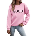 Rosa Rundhals Sweatshirt mit markantem Good Vibes Aufdruck auf der Brust - S / Rosa