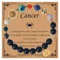 Cancer zodiac bracelet with matte beads and gold charms on brown display card - Cancer