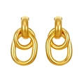 Pendientes de botón multicapa de acero inoxidable chapados en oro de 18 quilates mujer - Dorado