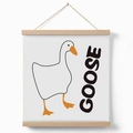 Minimalist wooden scroll wall art featuring a cute cartoon goose and GOOSE text - 20x20cm / YY-1 (GOOSE-White Background)