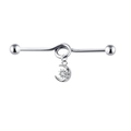 Piercing industriale argento con pendenti celesti a forma di sole e luna e cristalli - Luna d'Argento