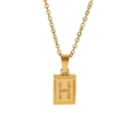 Detailed view of golden rectangle pendant with H initial zircon stones on O-chain - Letter H (TN3001-H)