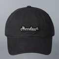 Schwarze Baumwoll-Baseballkappe für Damen mit weißer Abundant-Stickerei und gebogenem Schirm - Schwarz