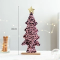 30cm pink sequined Christmas tree desk ornament with a gold star and wooden base - Dark Red Sequin Christmas Tree