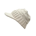 Cream knit peaked beanie hat with thick cable texture for women's outdoor winter warmth - One Size / Beige