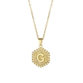 Gold stainless steel necklace with a hexagonal pendant featuring a letter G on an O-chain - Letter G