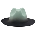 Classic fedora hat with a mint green to black gradient finish in high quality wool felt - M (56-58cm) / Light Green + Black