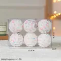 Set of 6 white textured Christmas foam balls in clear box with hanging silver strings - Light Purple & White 6pcs