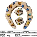 Soft leopard print spa headband and wristband set for face washing and skincare - 3-Piece Headband and Wristbands Set (17#) / Multicolor Leopard