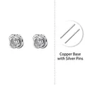 Orecchini a perno con rosa d'argento e perni in argento S925 per orecchie sensibili - Placcato Oro Bianco Rame Perno Argento S999