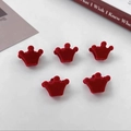 Set di cinque mini fermagli per capelli a forma di corona in velluto rosso per bambine - Corona floccata rossa
