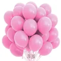 Bundle of 20 pieces 10-inch thick matte pink latex balloons with matching silk ribbons - Pink