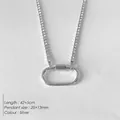 Silberne Edelstahl-Tenniskette mit ovalem Hufeisen-Anhänger und Zirkonia-Steinen - Großer Karabiner Strass Tennis-Kette (XNL0048-1) / Silber