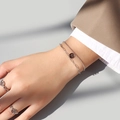 Zilveren dubbellaagse Lucky-ketting en ring-set met kralen- en paperclipketting - Armband / Staalkleur