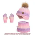Kids winter set with purple and pink gradient knit hat, scarf, and gloves set - Pink Purple Gradient
