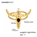 Detailed size specifications of the golden bull head stainless steel ring with black oil drip - US Size 7 (Adjustable) / Gold-Black Enamel Bull Head