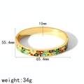 Detailed view of 10mm gold enamel bangle with colorful house geometric patterns - Colorful House Geometric Design (TB7112-BY)