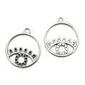 Antique silver Eye of Horus alloy pendant for DIY necklace and keychain accessories - Round Hollow Eye(A4-158)
