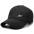 Berretto da baseball in cotone nero da uomo con ricamo laterale beige e logo ROMONE - Regolabile / Nero