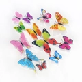 Set of 12 colorful 3D PVC butterfly wall stickers in various sizes on white background - Multicolor Series - Magnet Style