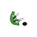 Spilla in smalto a baccello di piselli verdi con coltelli e testo divertente - Motivo Baccello di Pisello Verde (CZ0963)