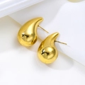 Orecchini a goccia dorati in acciaio inossidabile lucido dallo stile minimalista - goccia / Oro