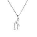 Silver stainless steel necklace featuring a cutout silhouette of a mother and daughter pendant - Mother and Daughter / Silver