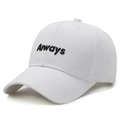Berretto da baseball bianco con ricamo Always nero e struttura in cotone premium - Regolabile / Bianco