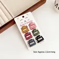 Set of 6 colorful Morandi mini square hair claws with matte finish on display card - Mini Hair Clip Set (015#) / Set of 6