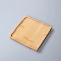 Minimalist square bamboo tray with natural wood grain for succulent pots and coasters - Outer Diameter 12cm Inner Diameter 11cm