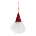 Christmas faceless gnome ornament with red cable knit hat and white curly beard - Curly Beard / Red