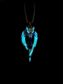 Collier loup lumineux avec éclat bleu et design ailé pour un style hip-hop urbain - Bleu Lumineux