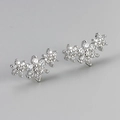 Pendientes de plata con diseño de flor y micro-pavé de circonitas cúbicas brillantes - Color Platino / Strass Blanco