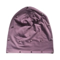Bonnet en tricot violet orné de clous métalliques argentés au style punk urbain - Taille unique / Mauve