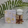 Mushroom silicone night light in white with purple bear gift bag and branded box - Night Light + Plaid Bear Bag + Eiffel Tower Wrap / Yellow