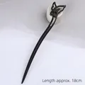 Handcrafted 18cm sandalwood hair pin featuring a hollow butterfly carving in black finish - Butterfly