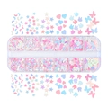 Scatola a 12 griglie con glitter olografici in forme di luna, stella e farfalla per unghie - Serie Iridescente da Sogno - Stile Luna Stella Coniglio Farfalla (Scatola da 12 Griglie)