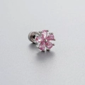 Clou d'oreille fleur en acier titane argenté avec zircon rose et fermoir à vis sécurisé - Style Fleur à Cinq Pétales Rose (A30-6#)
