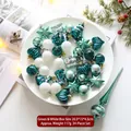 34-piece set of green and white Christmas ornaments with stars and toy train shapes - Green White Mix Diverse Shapes (Q-A02-40)