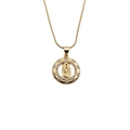 Dettaglio collana in oro con medaglione Vergine Maria e cristalli di zircone - 0455YS+40CM Catena a Palline (Tondo Maria Rilievo)