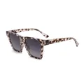 Fashionable tortoise shell oversized square sunglasses with grey gradient lenses - Grey Leopard Print