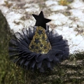 Mini cappello da strega di Halloween con stelle dorate e pizzo in tulle nero per capelli - Fermaglio per Capelli Cappello da Strega con Stelle in Tulle di Halloween