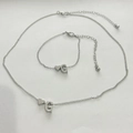 Parure bijoux argentée avec pendentif cœur et lettre G sur collier et bracelet - Lettre G Style (11330) / Argent