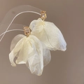 Ethereal white organza flower earrings with champagne gemstone and gold finish - 71# Silver Pin-White